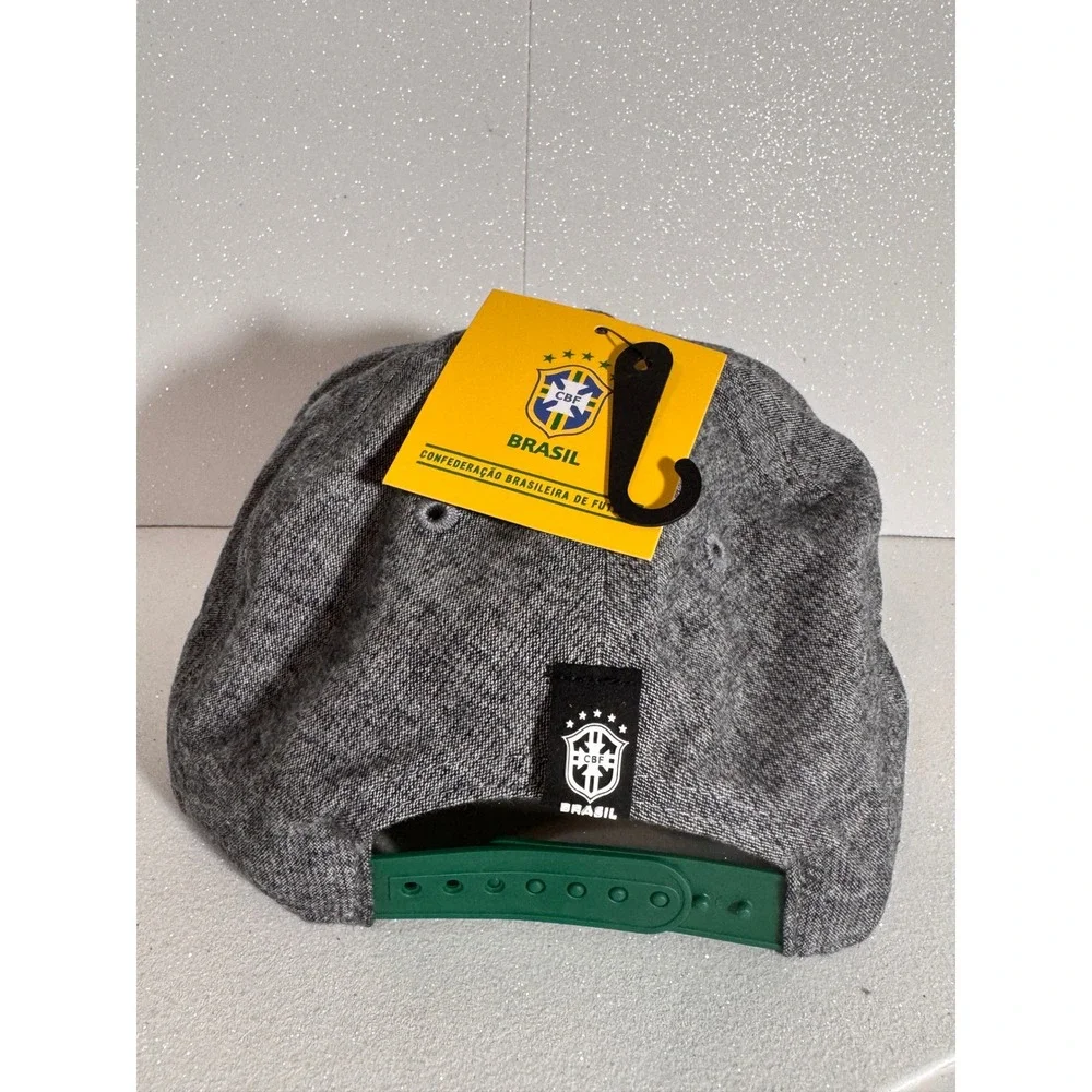 Brasil CBF Soccer National Team Snapback Hat Gray Heather Adjustable Cap NWT